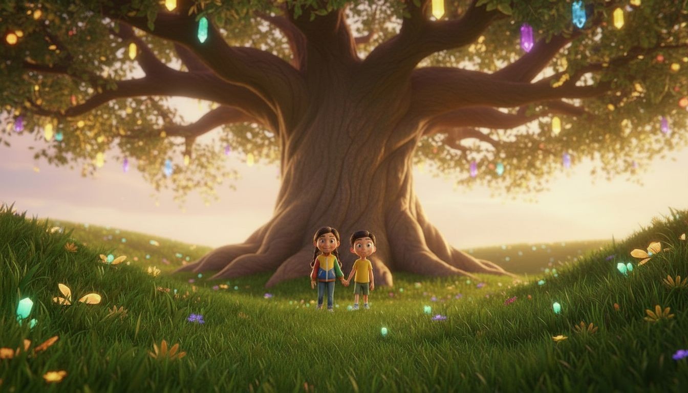 Dhani and Niv beneath the approved magical Learning Tree